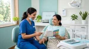 Tooth extraction and recovery concept banner for dental clinic