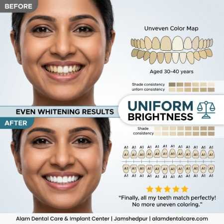 Before and after teeth whitening patient 4 - consistent results across multiple teeth